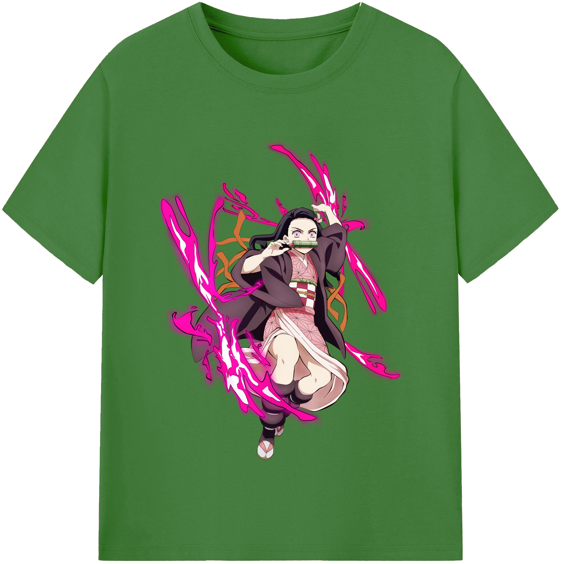 （画像用） 鬼滅の刃（きめつのやいば）竈門 禰󠄀豆子／かまど ねずこ Kamado Nezuko レディースカジュアルプリントTシャツ（綿100％）